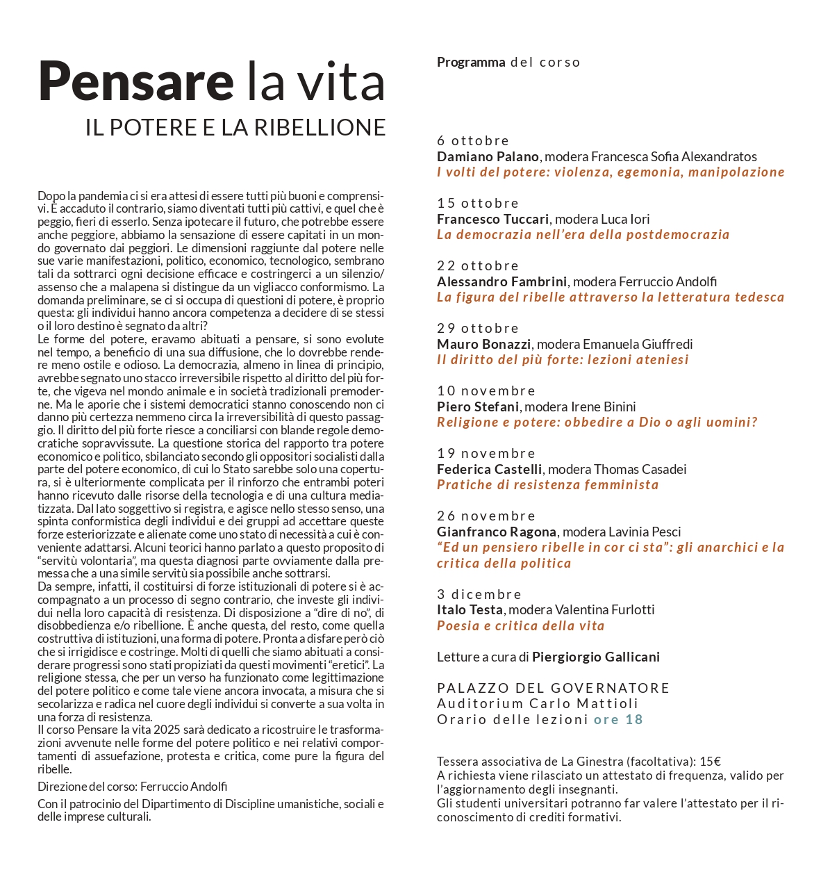 pensare la vita 2025